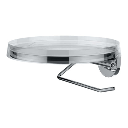 Laufen Kartell 7" Chrome Toilet Paper Holder With Crystal Disc Tray