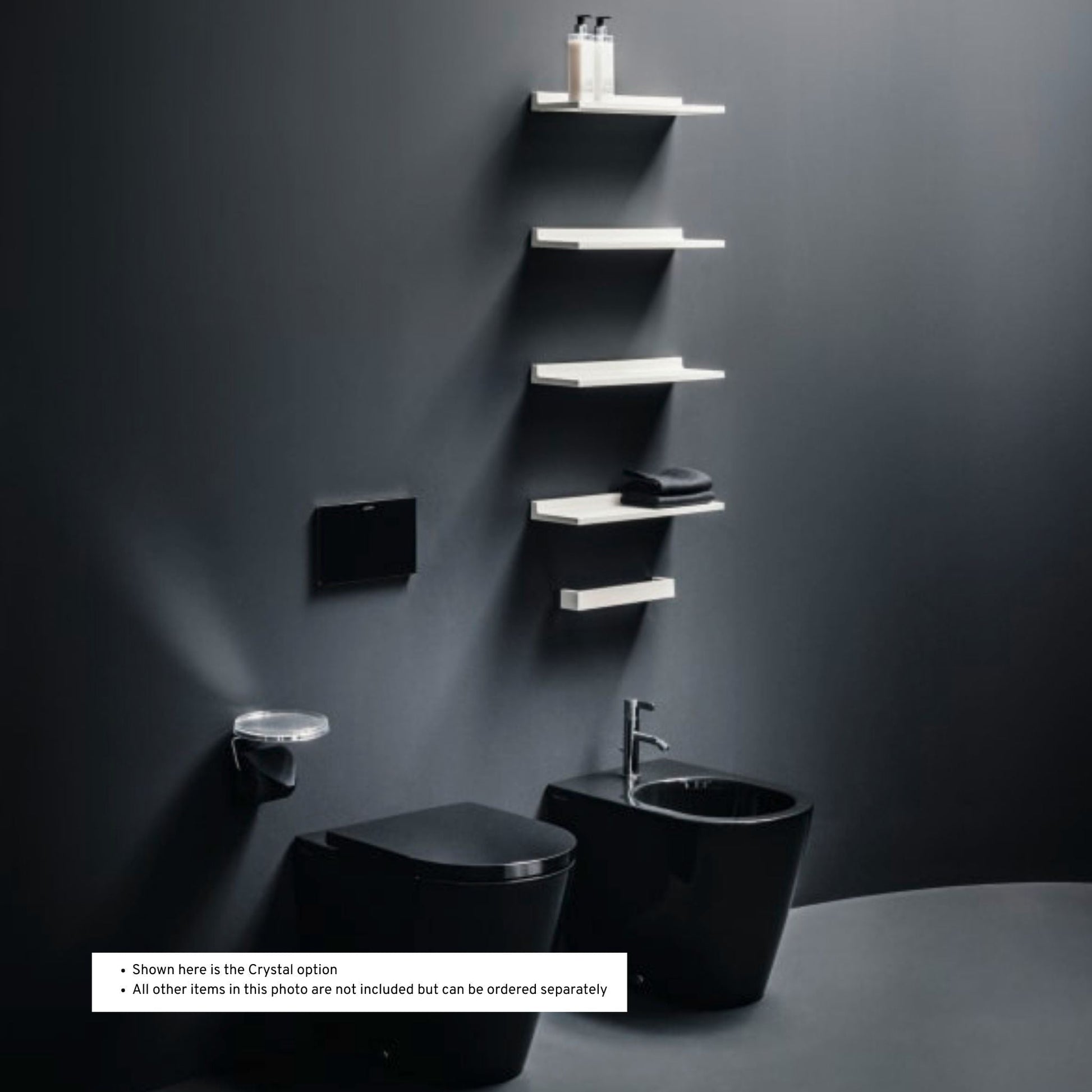 Laufen Kartell 7" Opaque Black Disc Tray for Toilet Paper Holders, Faucets, and Wall-Mounted Trays