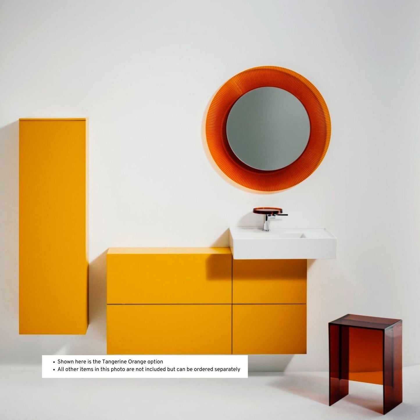 Laufen Kartell 7" Tangerine Orange Disc Tray for Toilet Paper Holders, Faucets, and Wall-Mounted Trays