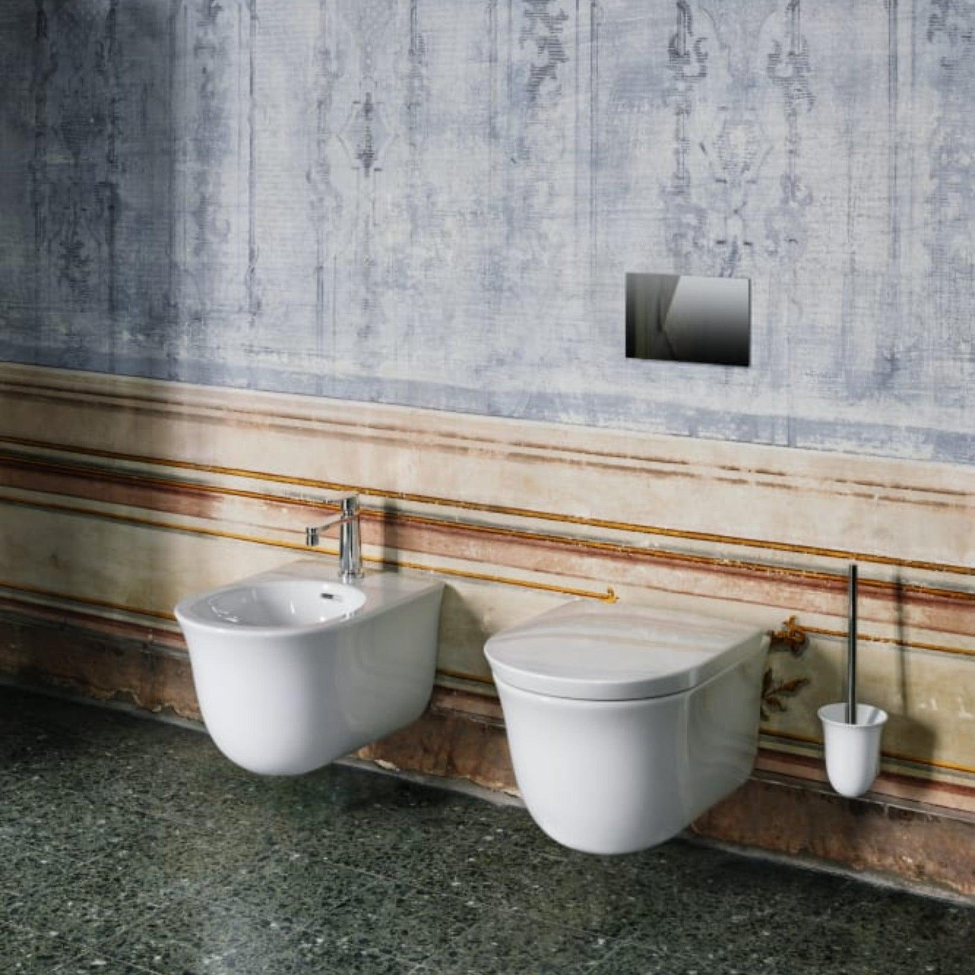 Laufen New Classic 15" Matte White Dual-Flush Washdown Rimless Wall-Mounted Toilet