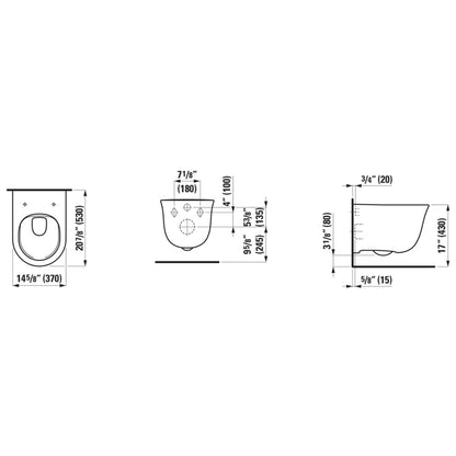 Laufen New Classic 15" Matte White Dual-Flush Washdown Rimless Wall-Mounted Toilet