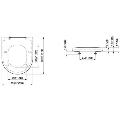 Laufen New Classic 16" x 19" White Removable Toilet Seat and Cover With Lowering System