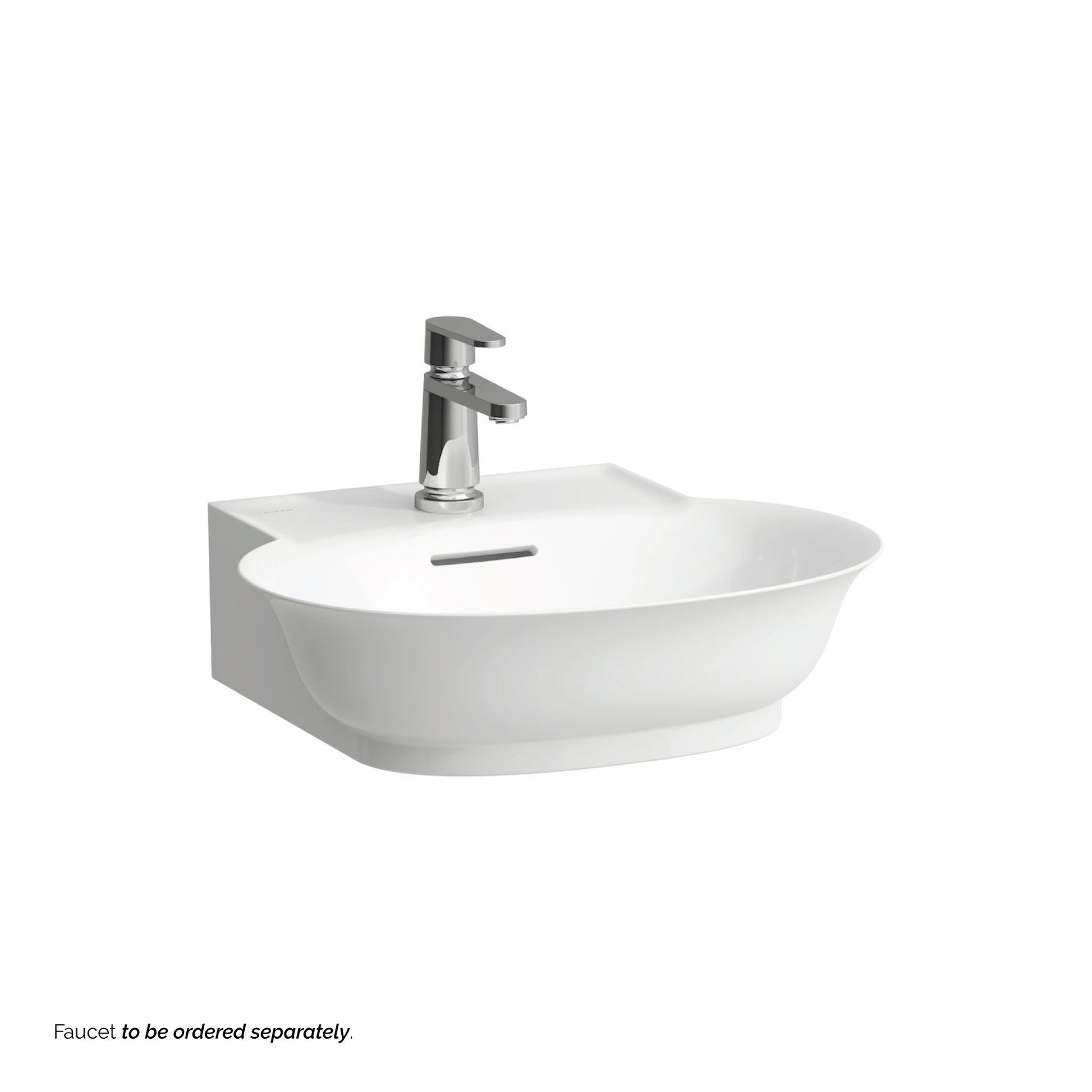 Laufen New Classic 20" x 18" Matte White Ceramic Countertop Bathroom Sink With Faucet Hole