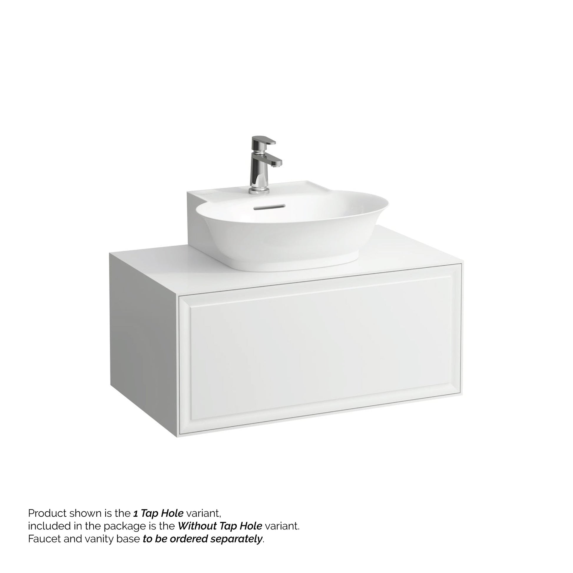 Laufen New Classic 20" x 18" Matte White Ceramic Countertop Bathroom Sink Without Faucet Hole