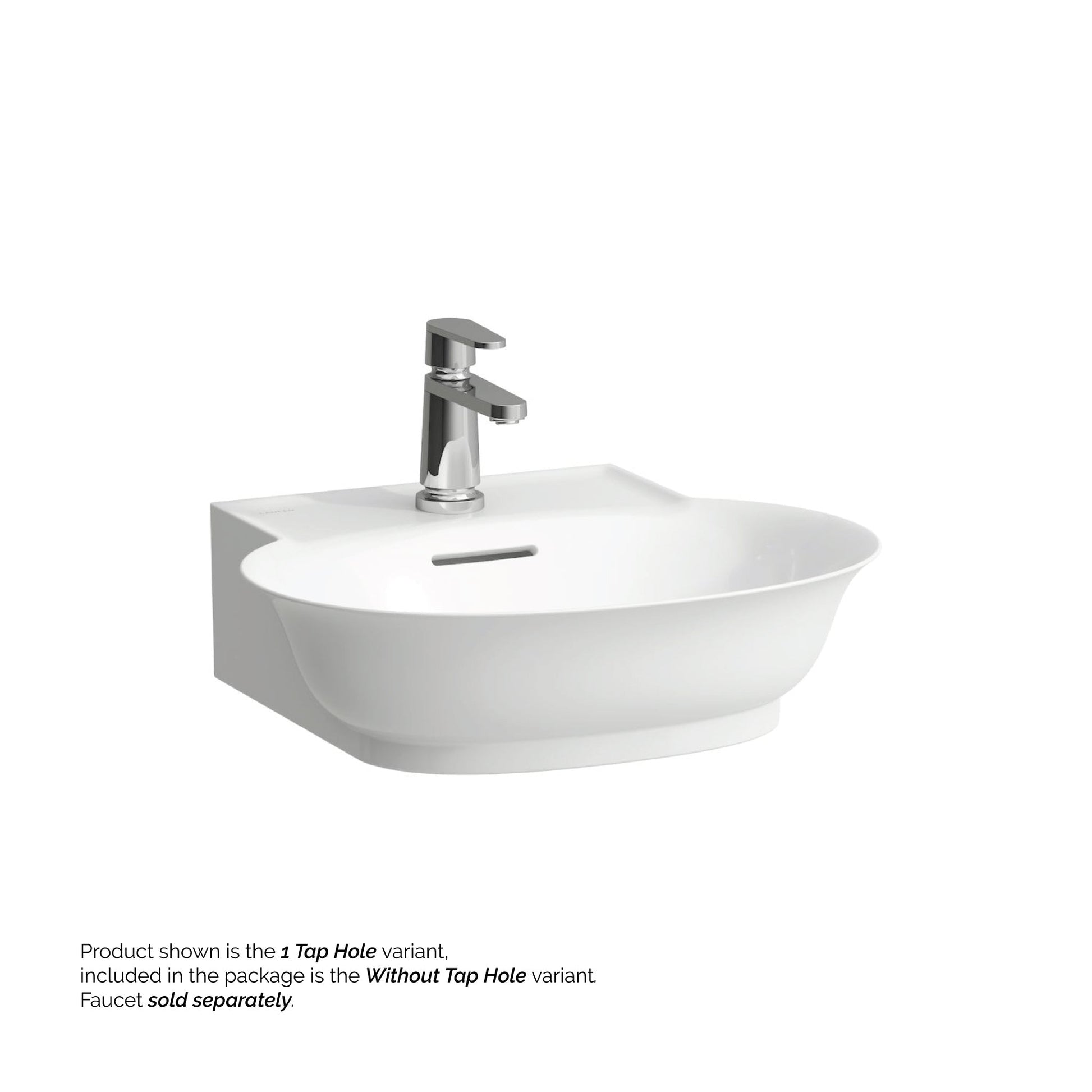 Laufen New Classic 20" x 18" Matte White Ceramic Wall-Mounted Bathroom Sink Without Faucet Hole