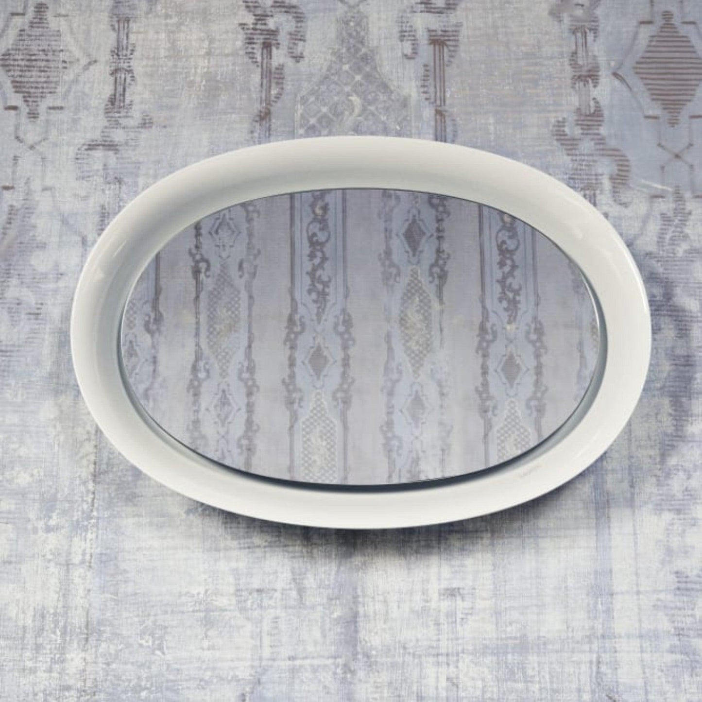 Laufen New Classic 20" x 28" Oval LED Mirror With Glossy White Ceramic Frame