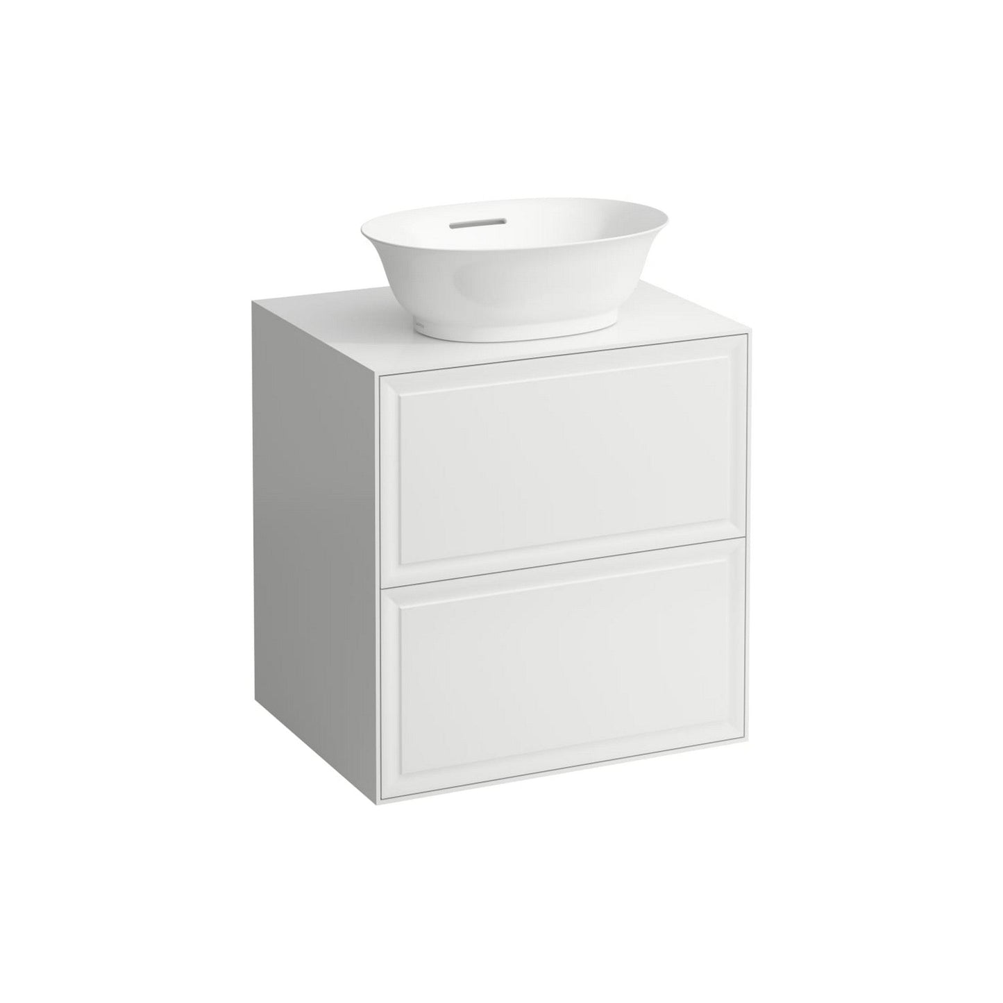 Laufen New Classic 23" 2-Drawer Matte White Wall-Mounted Vanity With Center Sink Cut-out