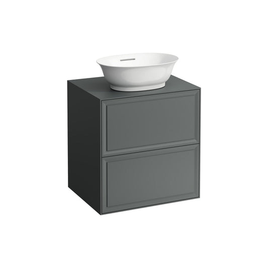 Laufen New Classic 23" 2-Drawer Traffic Gray Wall-Mounted Vanity With Center Sink Cut-out