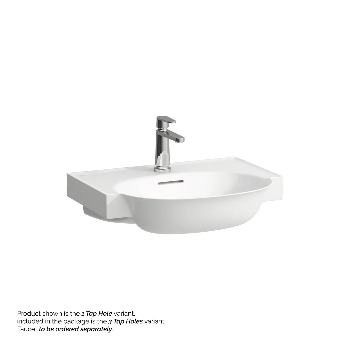 Laufen New Classic 24" x 19" Matte White Ceramic Wall-Mounted Bathroom Sink With 3 Faucet Holes