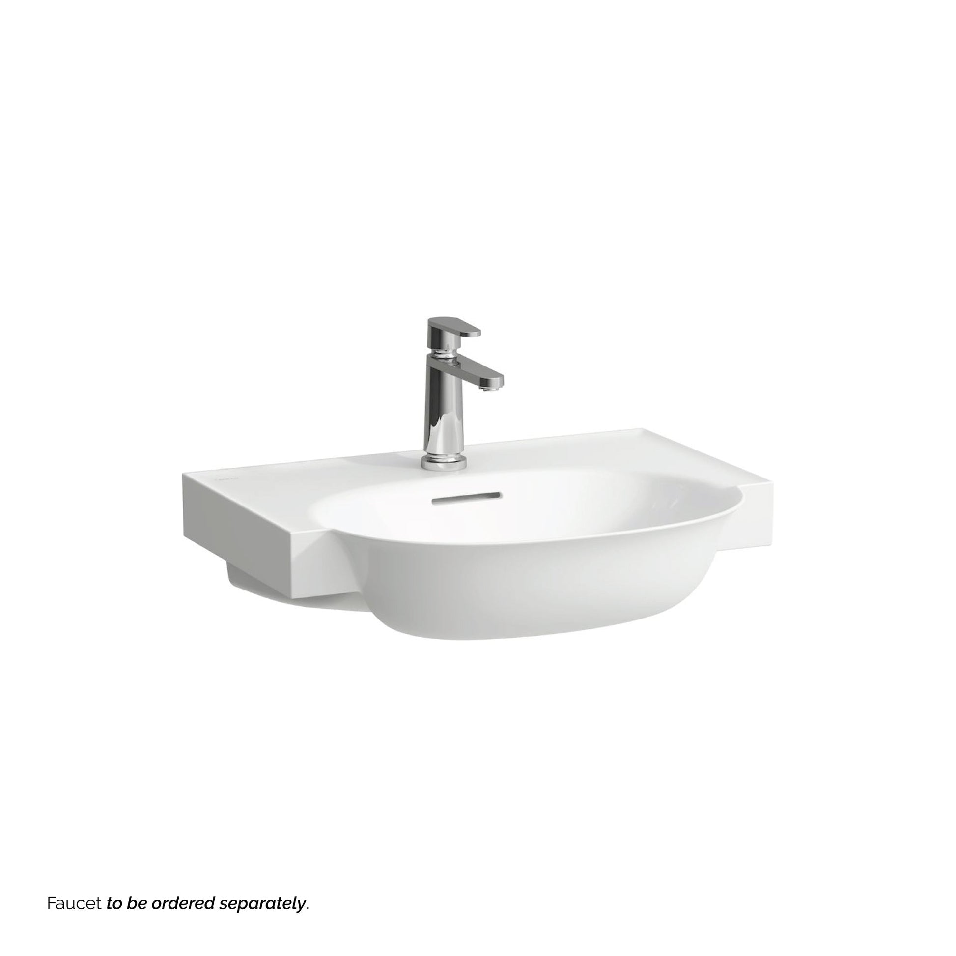 Laufen New Classic 24" x 19" Matte White Ceramic Wall-Mounted Bathroom Sink With Faucet Hole