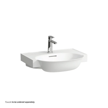 Laufen New Classic 24" x 19" Matte White Ceramic Wall-Mounted Bathroom Sink With Faucet Hole