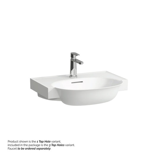 Laufen New Classic 24" x 19" White Ceramic Wall-Mounted Bathroom Sink With 3 Faucet Holes