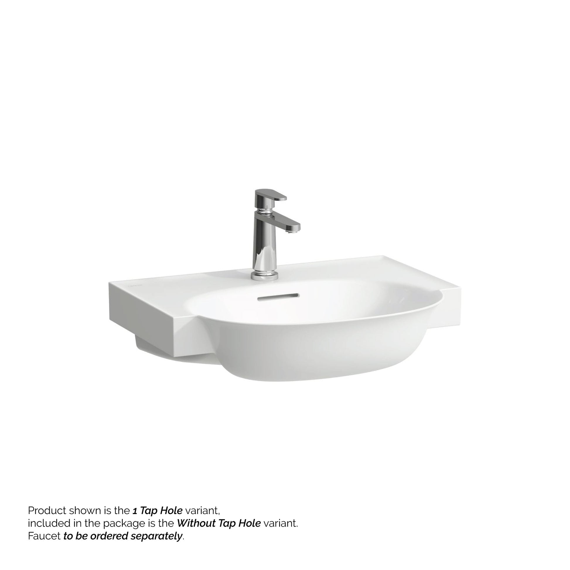 Laufen New Classic 24" x 19" White Ceramic Wall-Mounted Bathroom Sink Without Faucet Hole