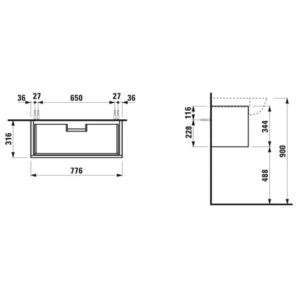 Laufen New Classic 31" 1-Drawer Blacked Oak Wall-Mounted Vanity for New Classic Bathroom Sink Model: H813855