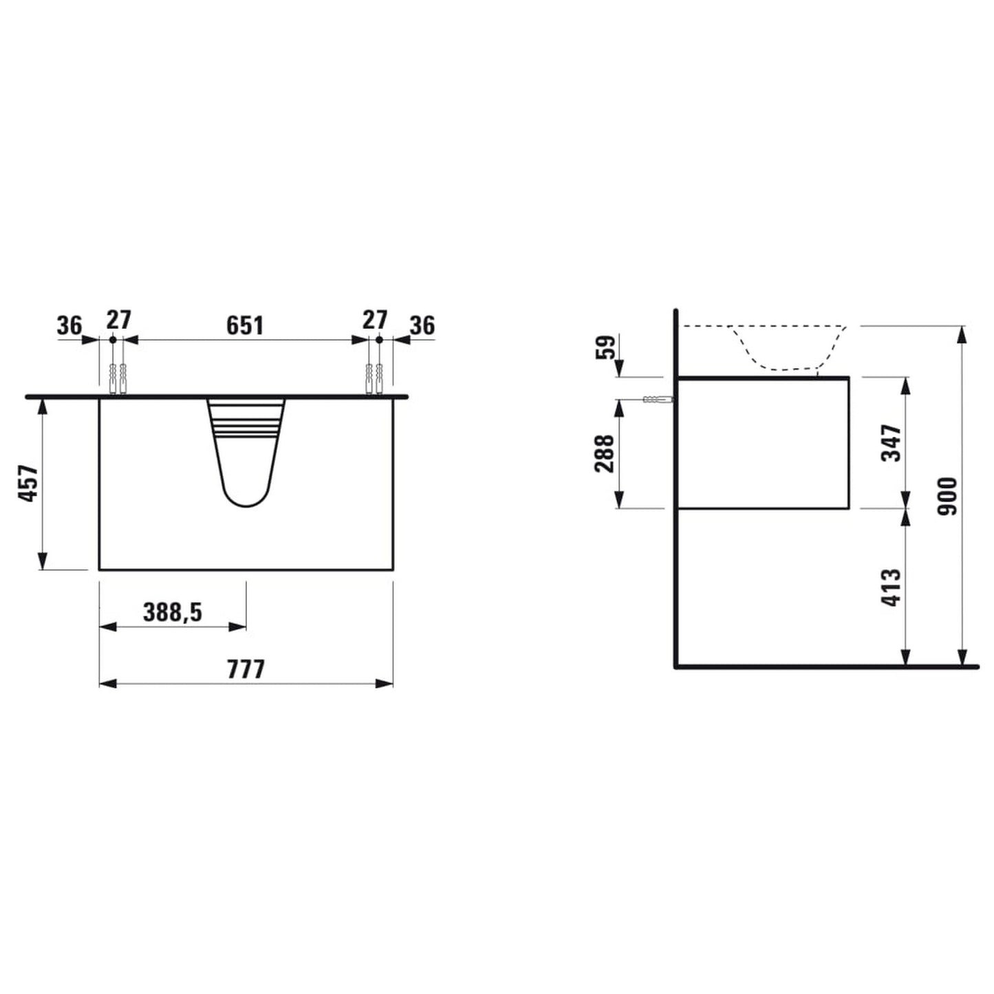 Laufen New Classic 31" 1-Drawer Matte White Wall-Mounted Vanity for New Classic Bathroom Sink Model: H816852