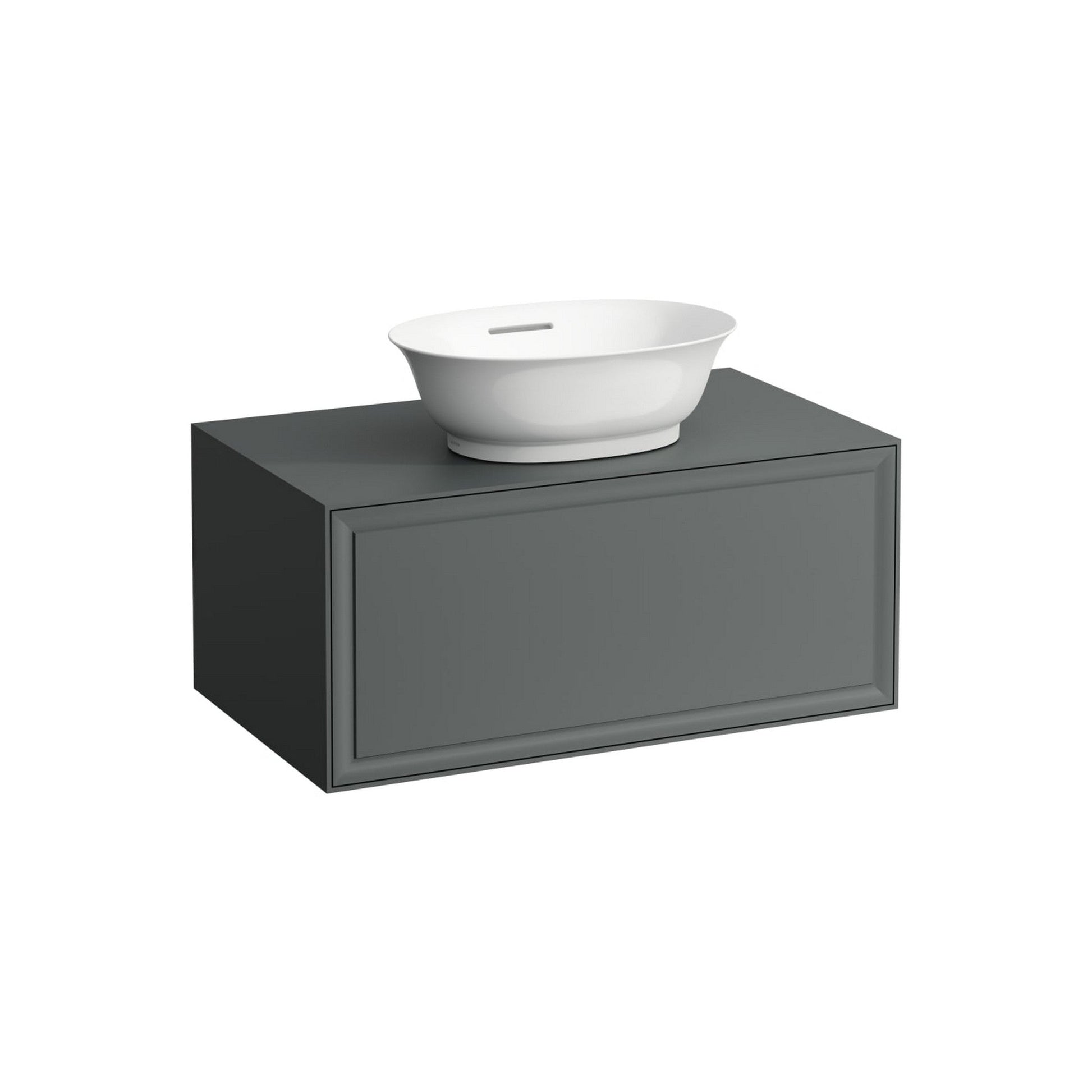 Laufen New Classic 31" 1-Drawer Traffic Gray Wall-Mounted Vanity With Center Sink Cut-out