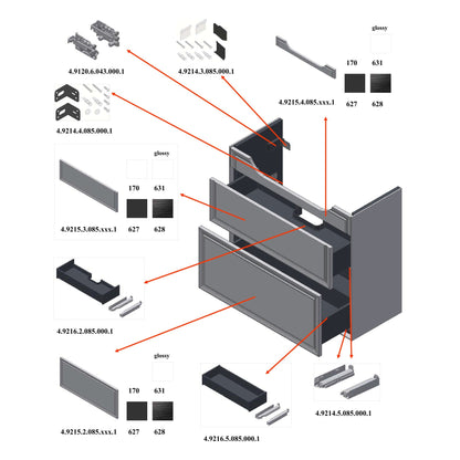 Laufen New Classic 31" 2-Drawer Traffic Gray Wall-Mounted Vanity for New Classic Bathroom Sink Model: H813855