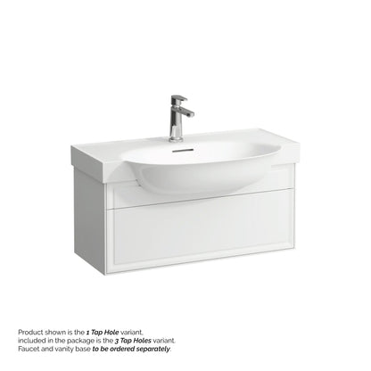 Laufen New Classic 32" x 19" Matte White Ceramic Wall-Mounted Bathroom Sink With 3 Faucet Holes