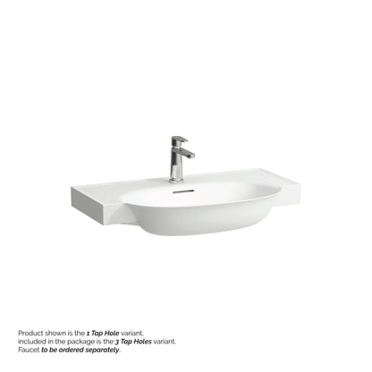 Laufen New Classic 32" x 19" Matte White Ceramic Wall-Mounted Bathroom Sink With 3 Faucet Holes
