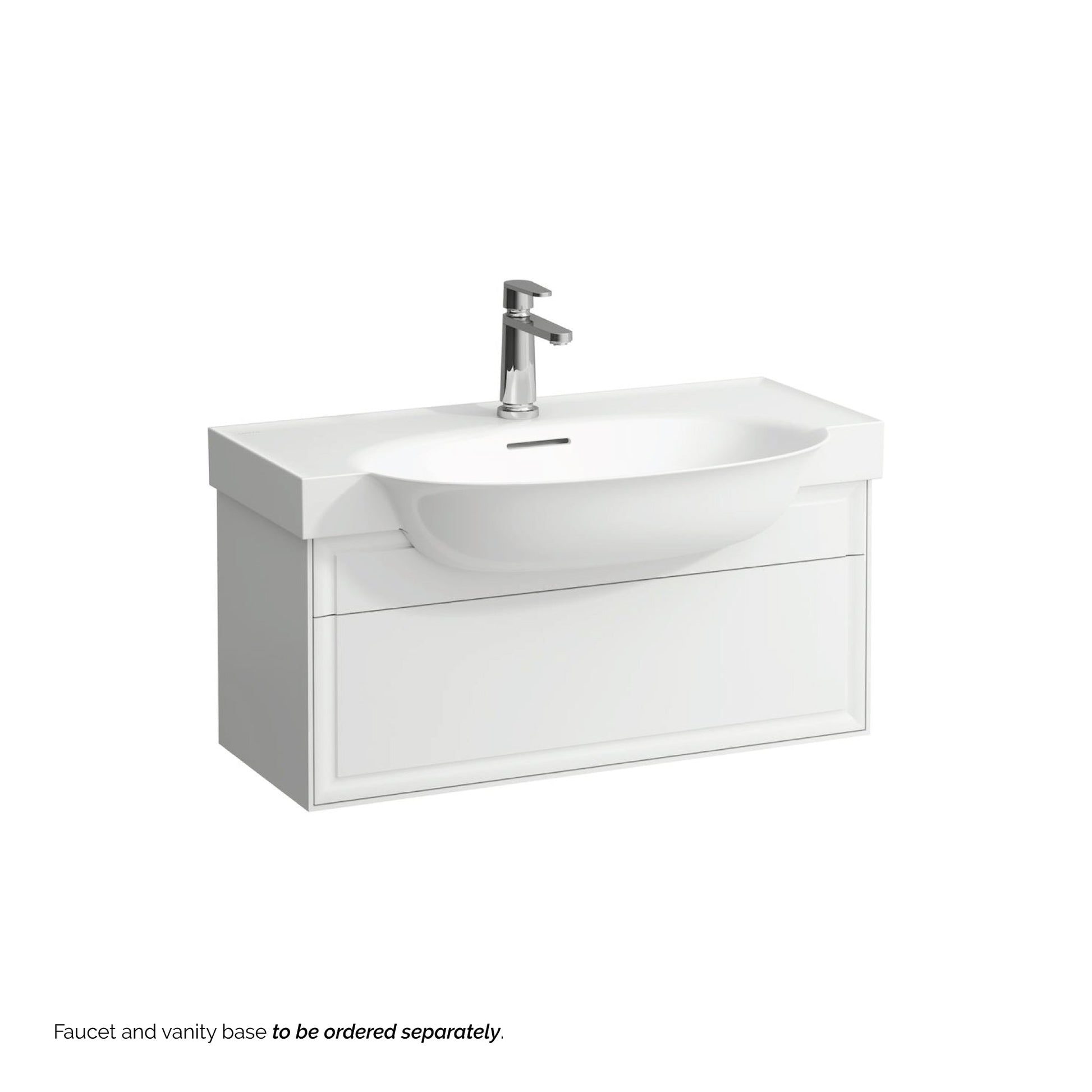 Laufen New Classic 32" x 19" Matte White Ceramic Wall-Mounted Bathroom Sink With Faucet Hole