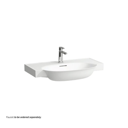 Laufen New Classic 32" x 19" Matte White Ceramic Wall-Mounted Bathroom Sink With Faucet Hole