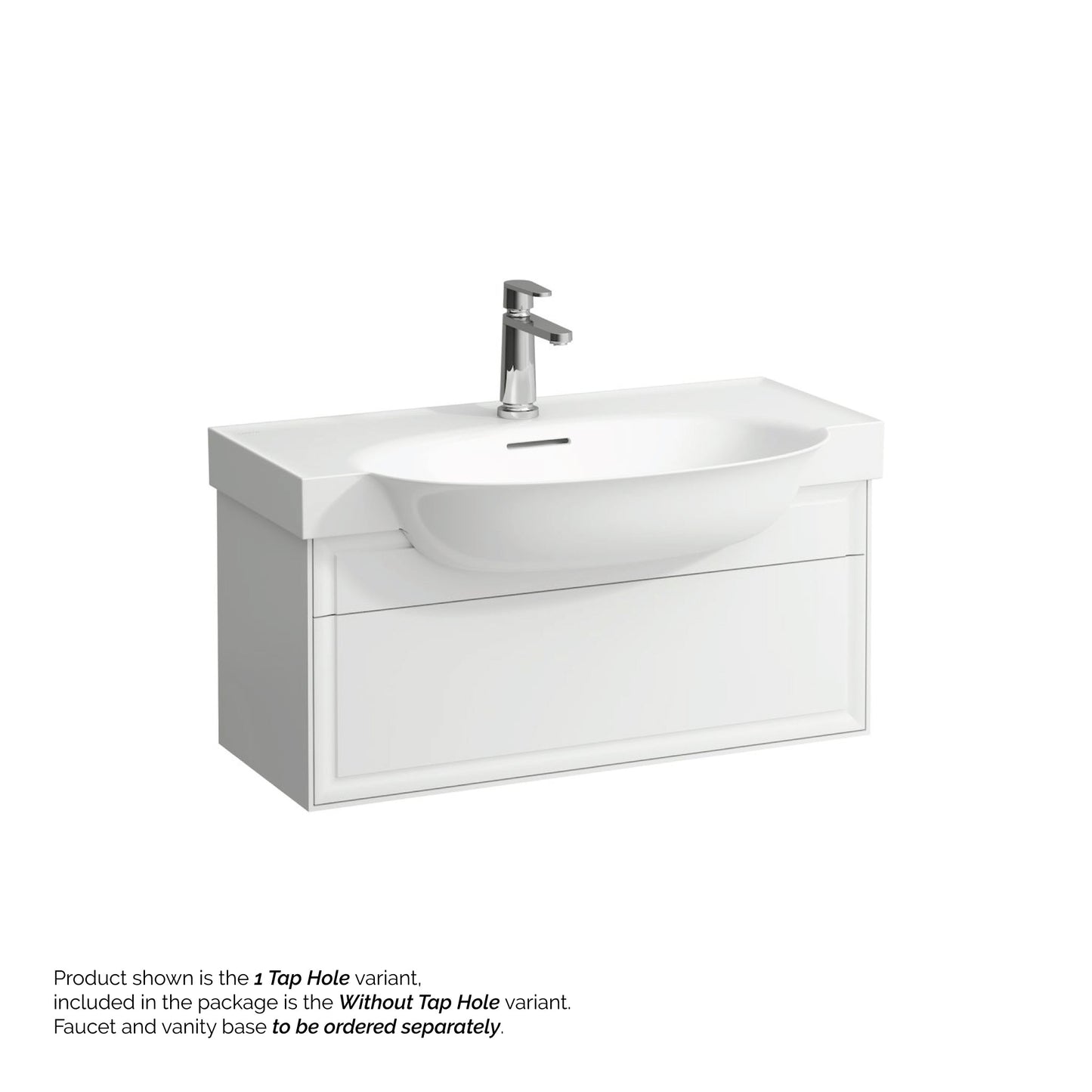 Laufen New Classic 32" x 19" Matte White Ceramic Wall-Mounted Bathroom Sink Without Faucet Hole