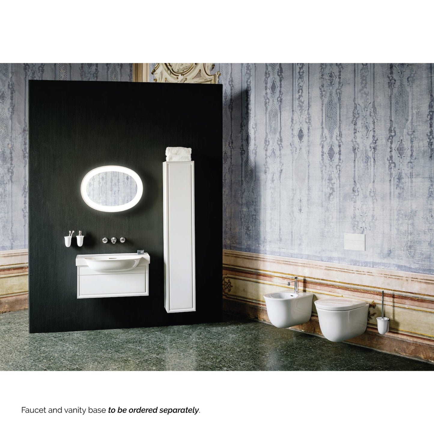 Laufen New Classic 32" x 19" Matte White Ceramic Wall-Mounted Bathroom Sink Without Faucet Hole