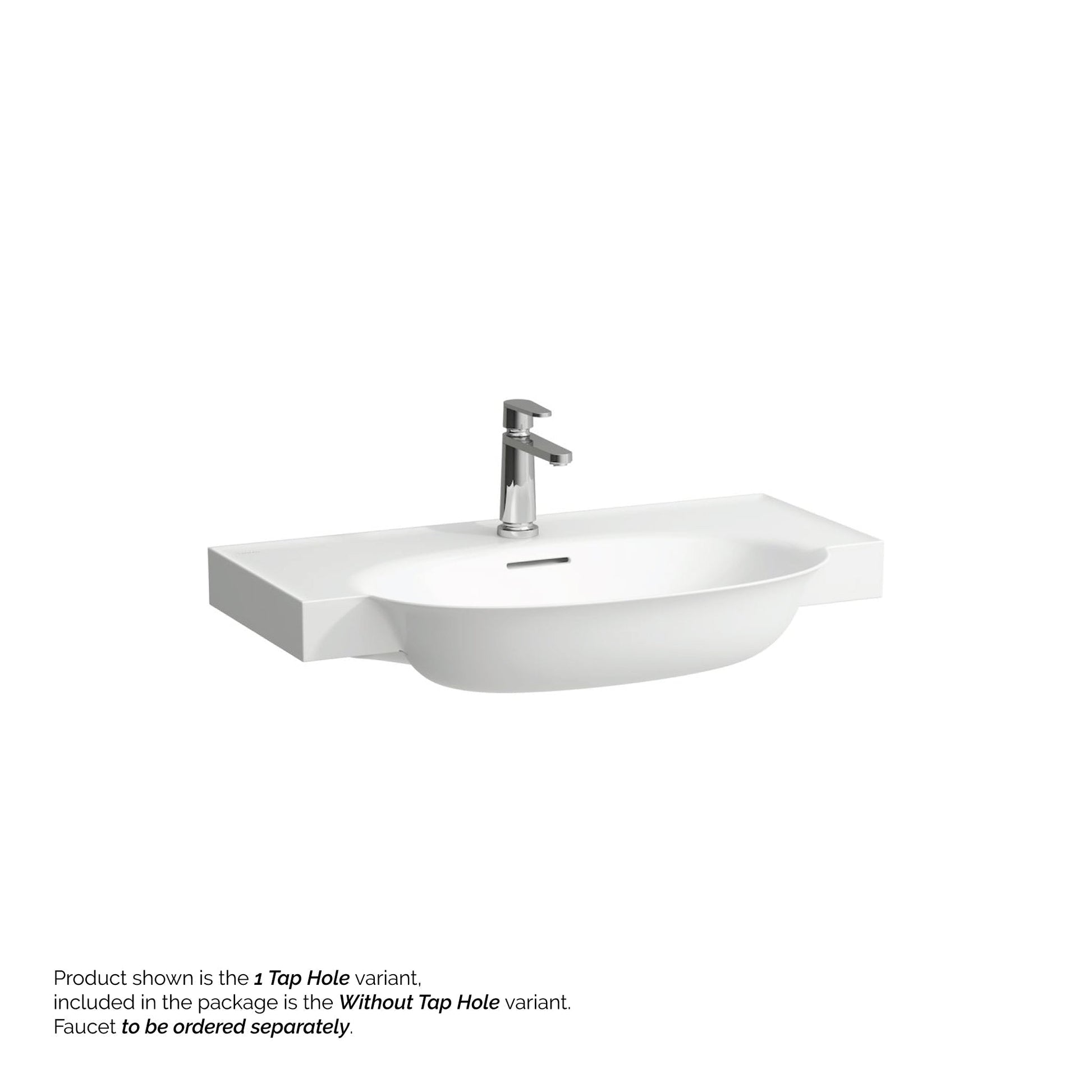 Laufen New Classic 32" x 19" Matte White Ceramic Wall-Mounted Bathroom Sink Without Faucet Hole
