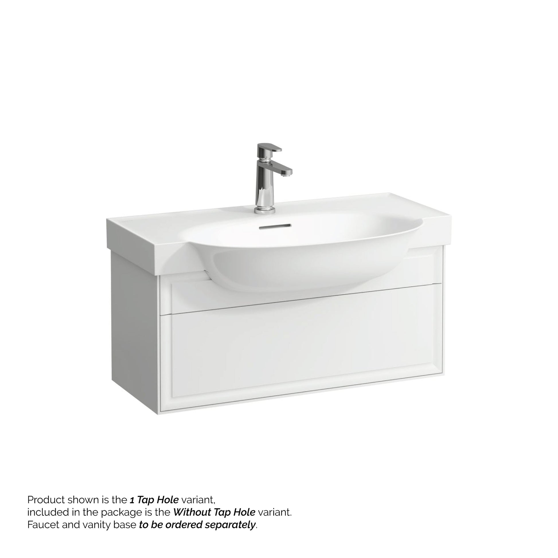 Laufen New Classic 32" x 19" White Ceramic Wall-Mounted Bathroom Sink Without Faucet Hole