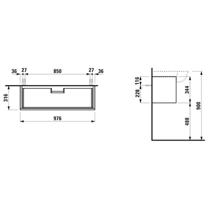 Laufen New Classic 38" 1-Drawer Blacked Oak Wall-Mounted Vanity for New Classic Bathroom Sink Model: H813857