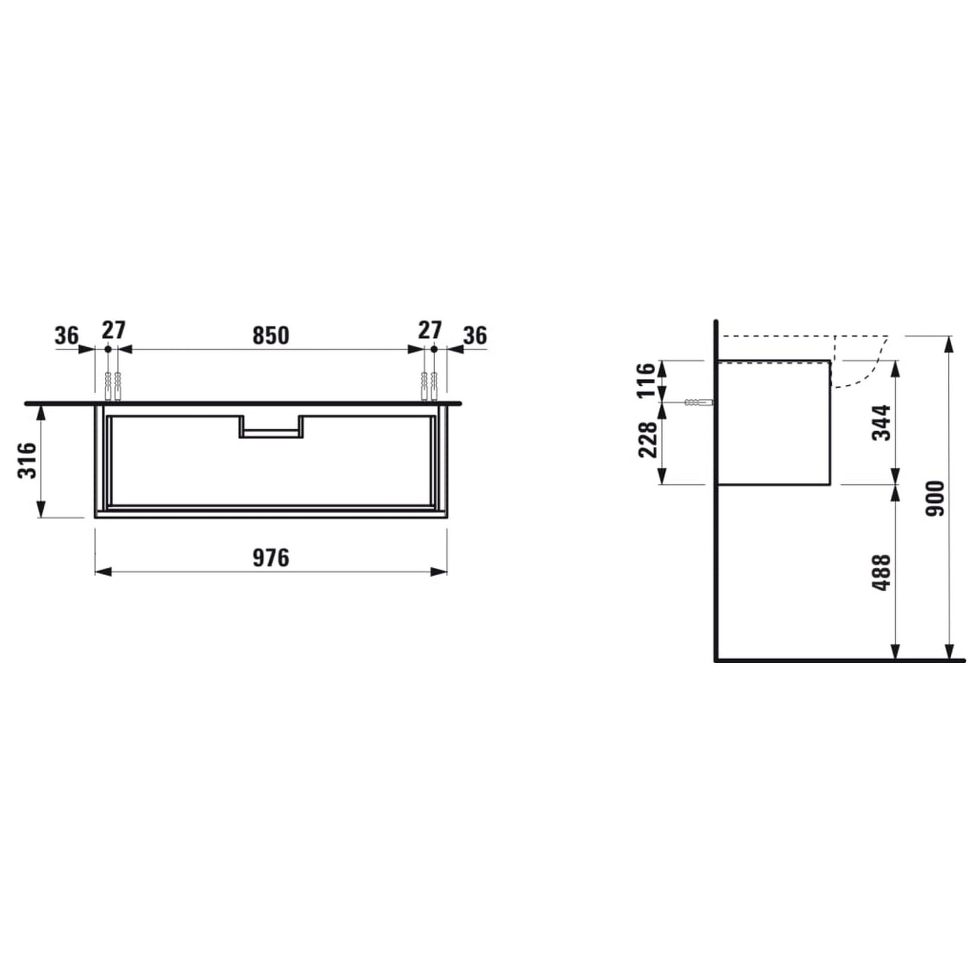 Laufen New Classic 38" 1-Drawer Matte White Wall-Mounted Vanity for New Classic Bathroom Sink Model: H813857