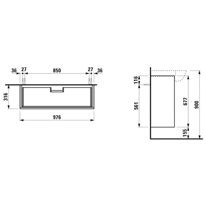 Laufen New Classic 38" 2-Drawer Matte White Wall-Mounted Vanity for New Classic Bathroom Sink Model: H813857