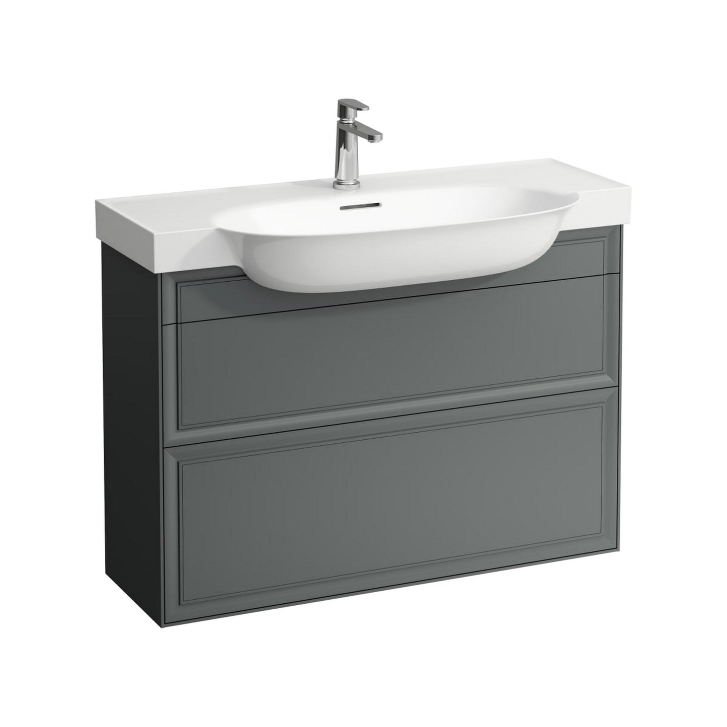 Laufen New Classic 38" 2-Drawer Traffic Gray Wall-Mounted Vanity for New Classic Bathroom Sink Model: H81387