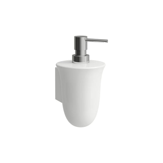Laufen New Classic 4" x 5" White Ceramic Wall-Mounted Soap Dispenser