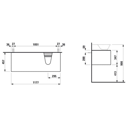 Laufen New Classic 46" 1-Drawer Blacked Oak Wall-Mounted Vanity With Sink Cut-out on the Right for New Classic Bathroom Sink Model: H816852