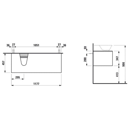 Laufen New Classic 46" 1-Drawer Matte White Wall-Mounted Vanity With Sink Cut-out on the Left for New Classic Bathroom Sink Model: H816852