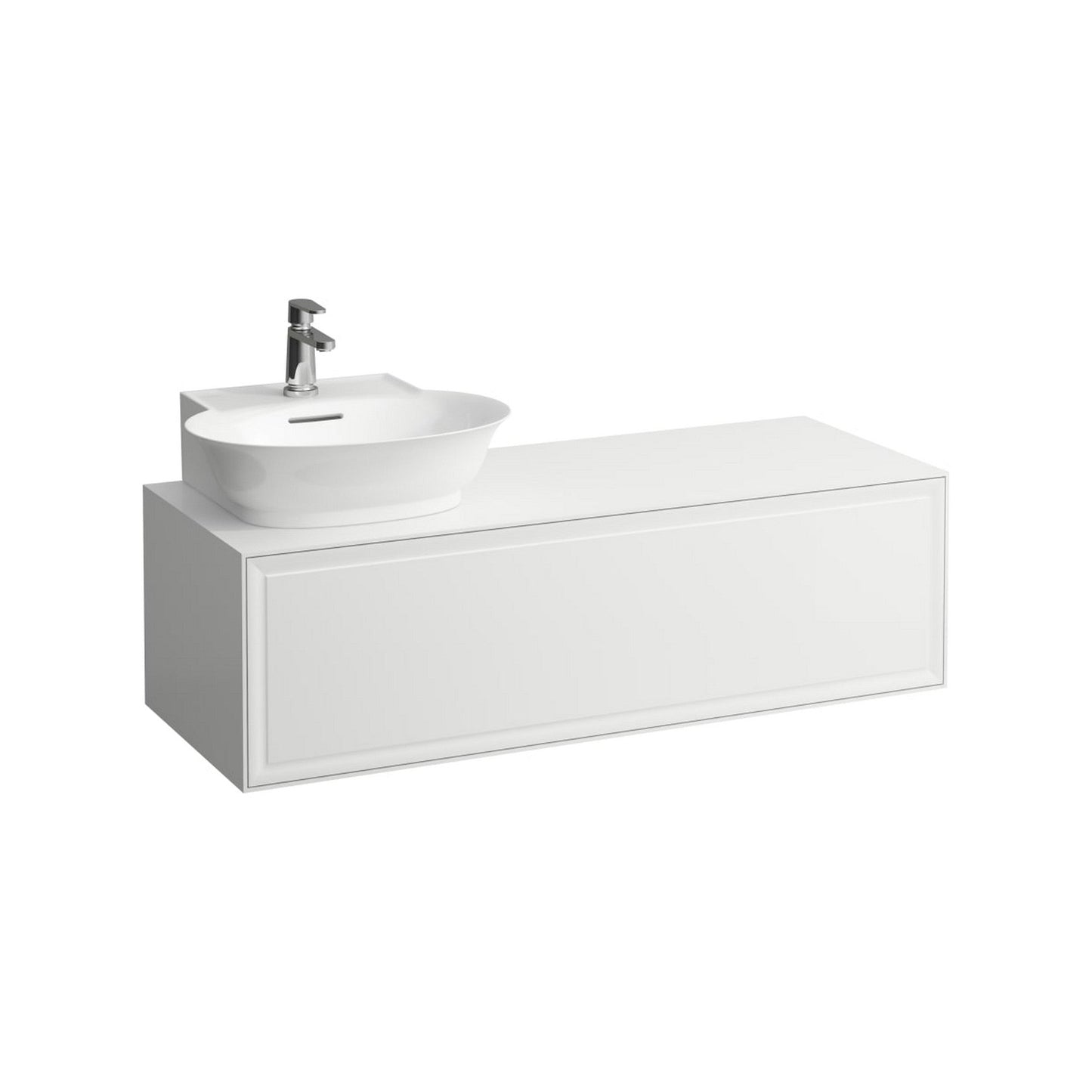 Laufen New Classic 46" 1-Drawer Matte White Wall-Mounted Vanity With Sink Cut-out on the Left for New Classic Bathroom Sink Model: H816852