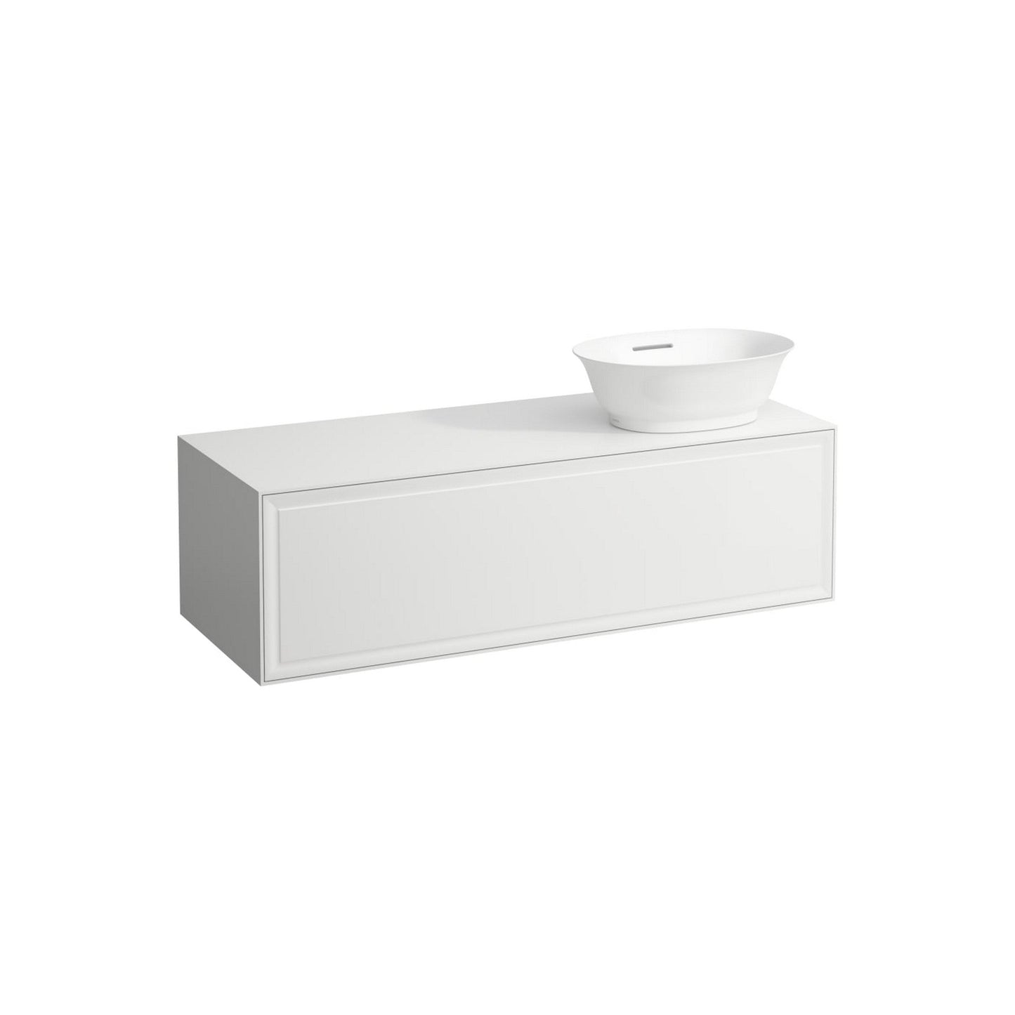 Laufen New Classic 46" 1-Drawer Matte White Wall-Mounted Vanity With Sink Cut-out on the Right
