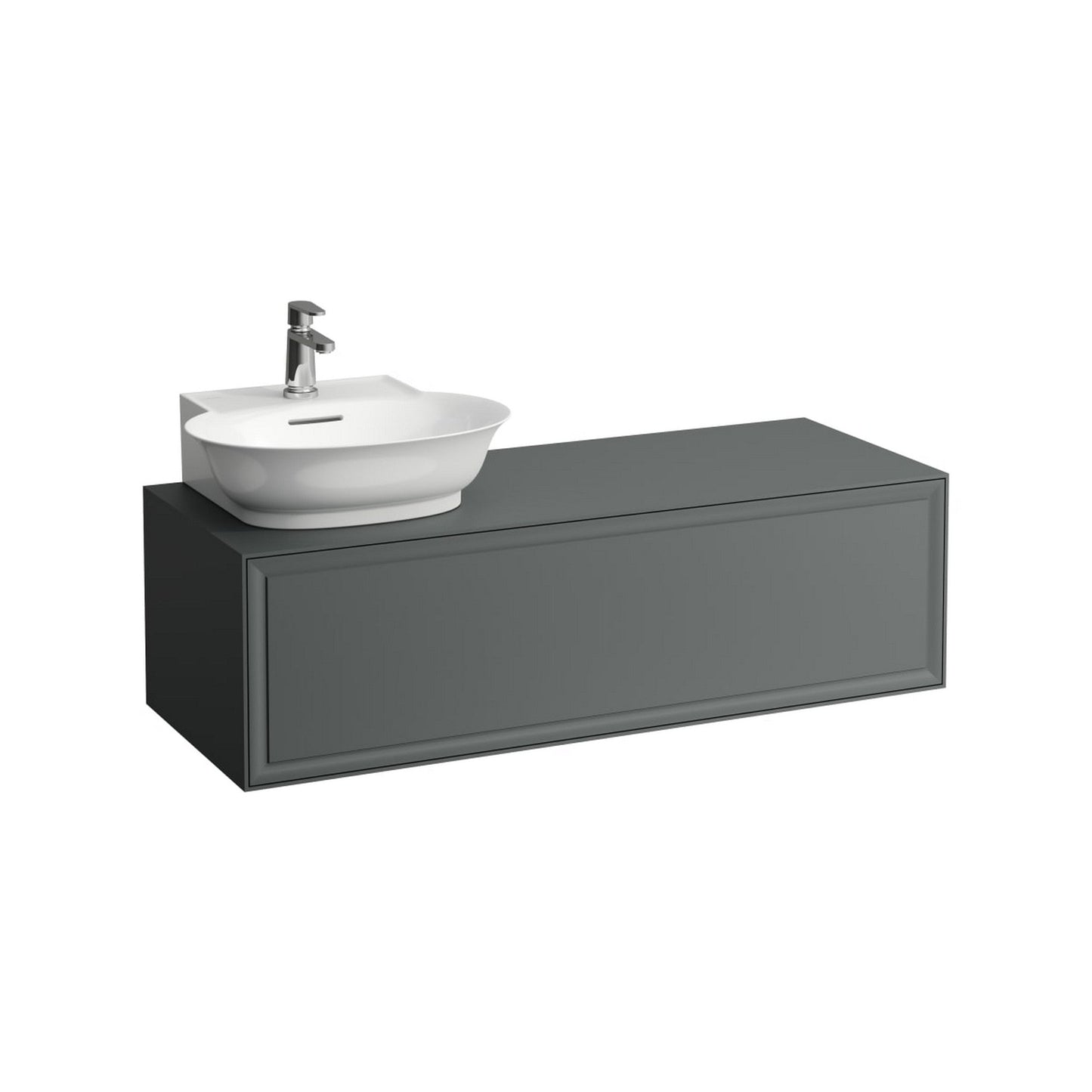 Laufen New Classic 46" 1-Drawer Traffic Gray Wall-Mounted Vanity With Sink Cut-out on the Left for New Classic Bathroom Sink Model: H816852