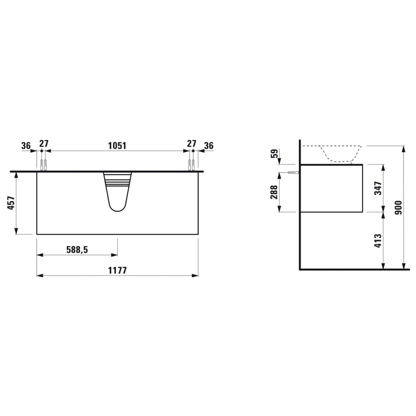 Laufen New Classic 46" 1-Drawer Traffic Gray Wall-Mounted Vanity for New Classic Bathroom Sink Model: H816852