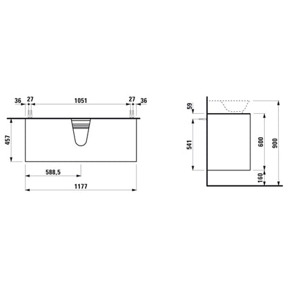 Laufen New Classic 46" 2-Drawer Blacked Oak Wall-Mounted Vanity for New Classic Bathroom Sink Model: H816852