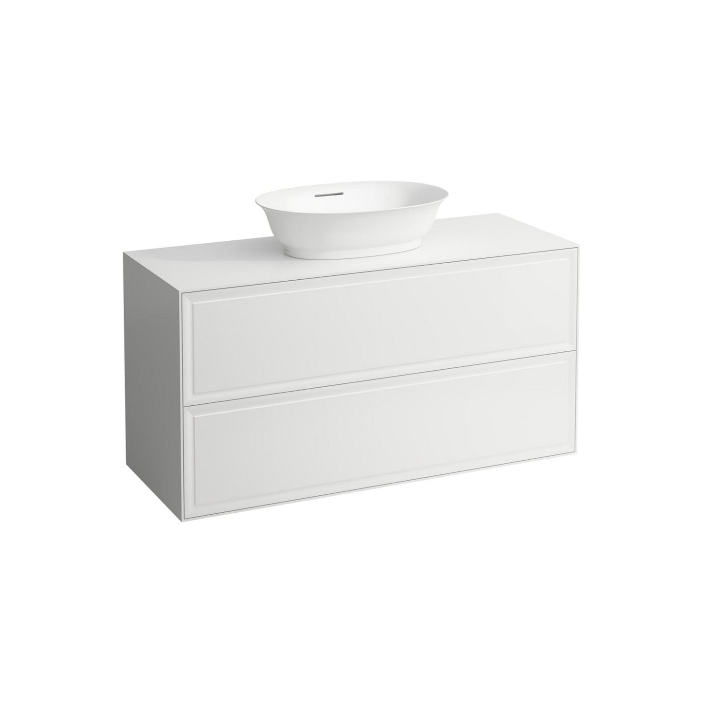 Laufen New Classic 46" 2-Drawer Matte White Wall-Mounted Vanity With Center Sink Cut-Out