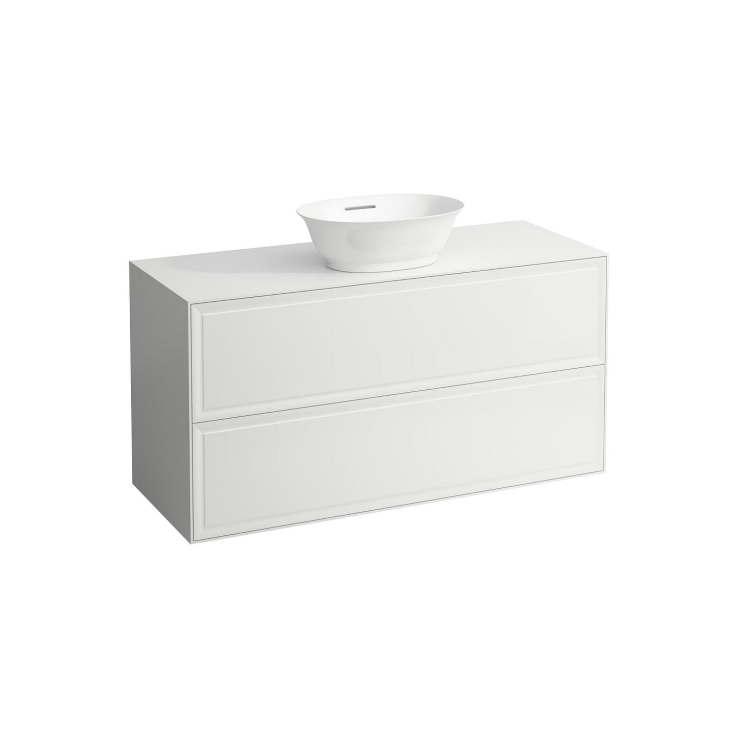 Laufen New Classic 46" 2-Drawer Matte White Wall-Mounted Vanity With Center Sink Cut-Out