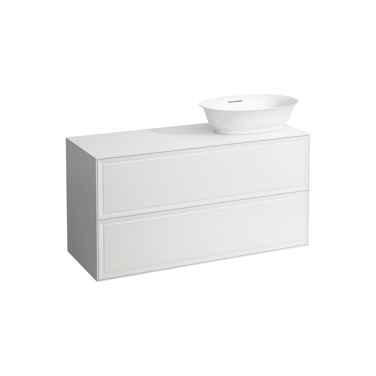 Laufen New Classic 46" 2-Drawer Matte White Wall-Mounted Vanity With Sink Cut-out on the Right