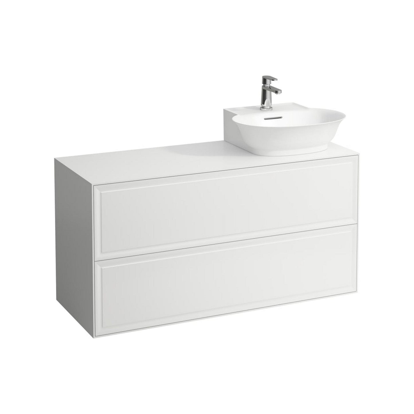 Laufen New Classic 46" 2-Drawer Matte White Wall-Mounted Vanity With Sink Cut-out on the Right for New Classic Bathroom Sink Model: H816852