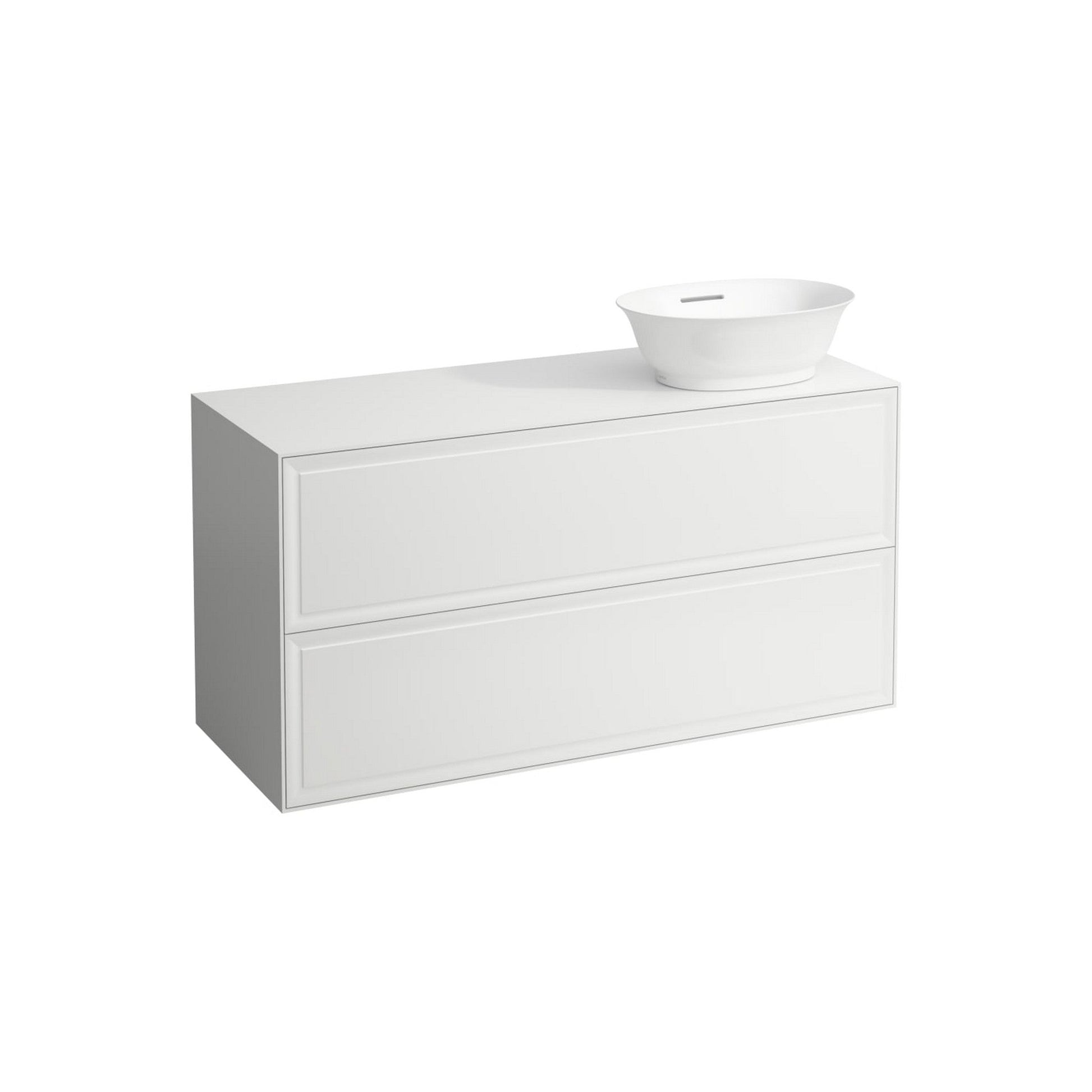 Laufen New Classic 46" 2-Drawer Matte White Wall-Mounted Vanity With Sink Cut-out on the Right