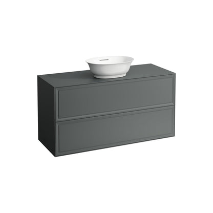 Laufen New Classic 46" 2-Drawer Traffic Gray Wall-Mounted Vanity With Center Sink Cut-Out