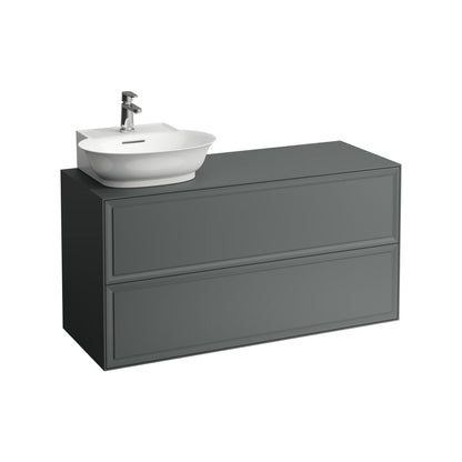 Laufen New Classic 46" 2-Drawer Traffic Gray Wall-Mounted Vanity With Sink Cut-out on the Left for New Classic Bathroom Sink Model: H816852