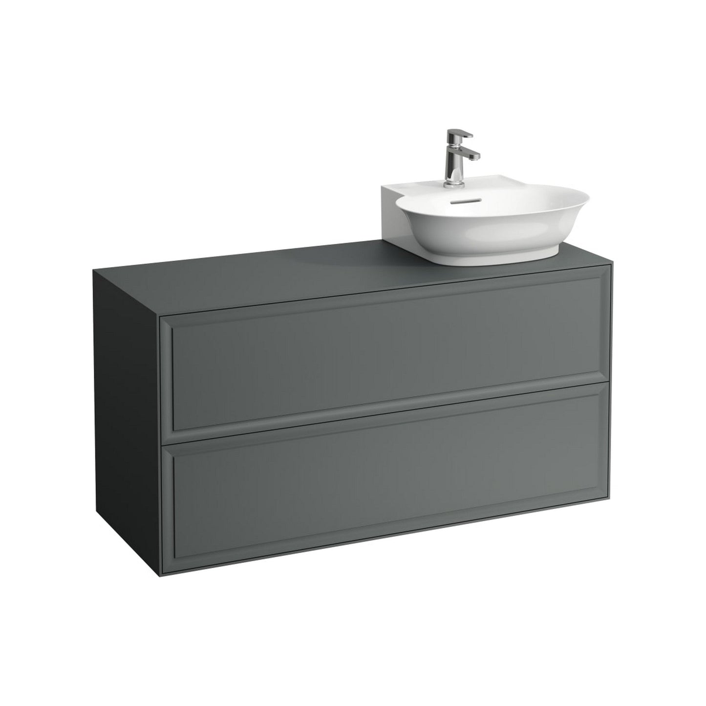 Laufen New Classic 46" 2-Drawer Traffic Gray Wall-Mounted Vanity With Sink Cut-out on the Right for New Classic Bathroom Sink Model: H816852