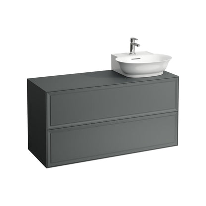 Laufen New Classic 46" 2-Drawer Traffic Gray Wall-Mounted Vanity With Sink Cut-out on the Right for New Classic Bathroom Sink Model: H816852